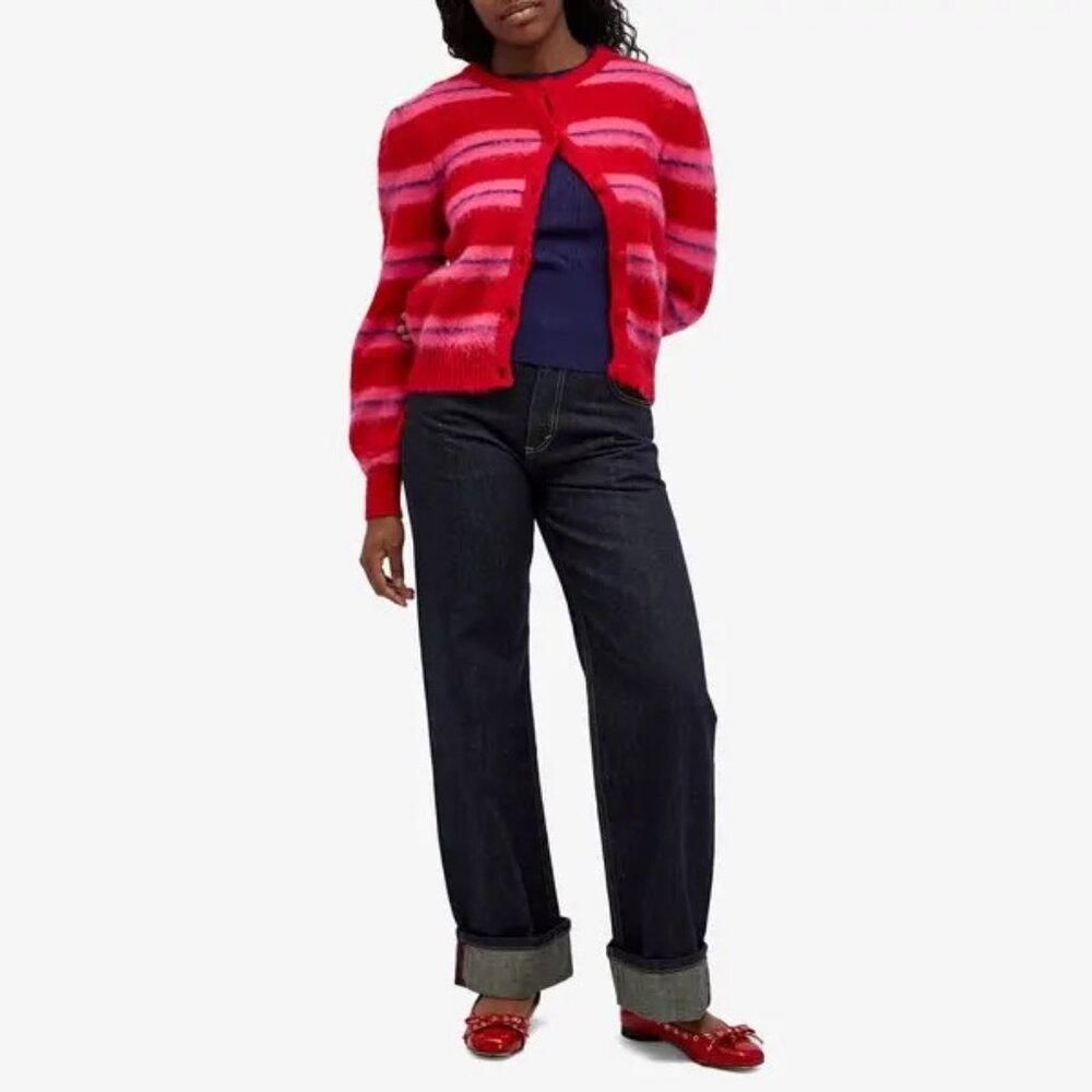 NWT Damson Madder Women's Cece Stripe Cardigan - Red/Pink Stripe - Picture 7 of 8